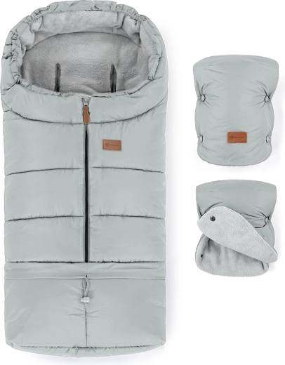Set invernale Petite&Mars: sacco termico Jibot 3in1 e muffole da passeggino Jasie quiet grey