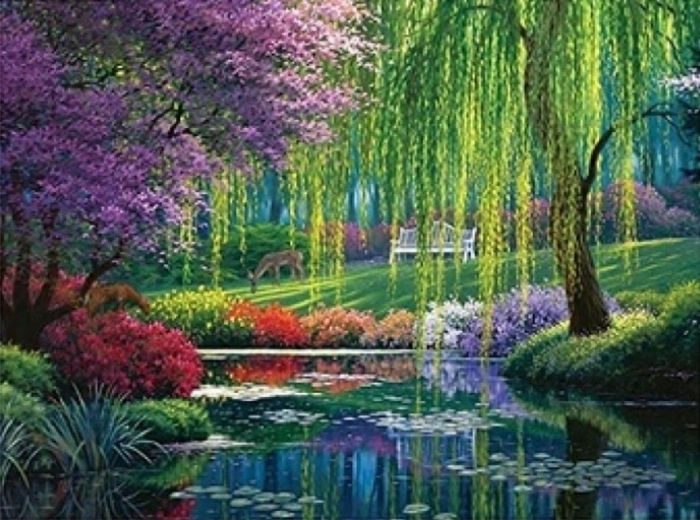 NORIMPEX Dipingi con i numeri Parco verde vicino all'acqua 40 × 50 cm