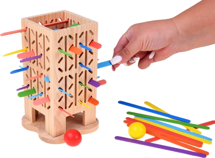 Torre di abilità con bastoncini e palline