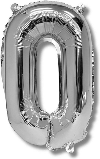Palloncino in foil numero 0, 40 cm, argento