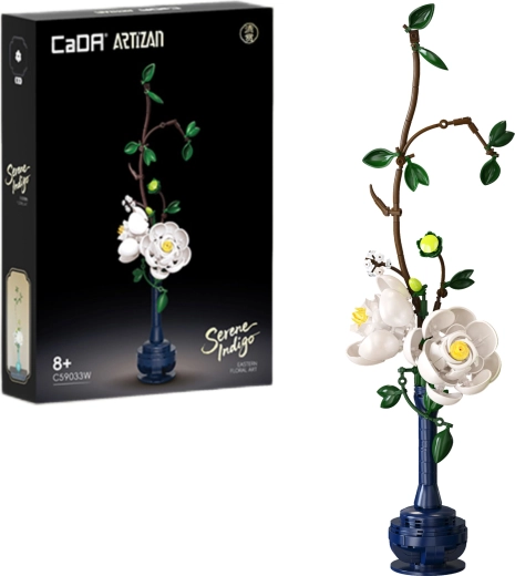 Set di costruzioni CaDA fiori Serene Indigo (peonie) 47,9 cm, 324 pezzi
