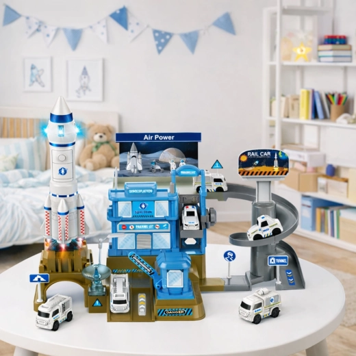 Decollo del razzo con luci e suoni