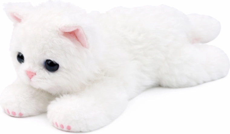 Gattino di peluche bianco sdraiato 38 cm