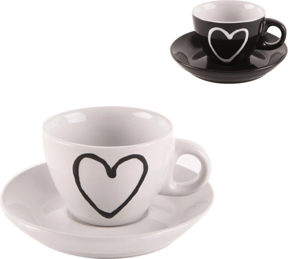 Tazzina in ceramica con piattino Cuore 90 ml – mix