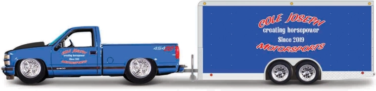 Maisto Design Tow & Go – modello 1993 Chevrolet 454 SS pickup con rimorchio 1:64