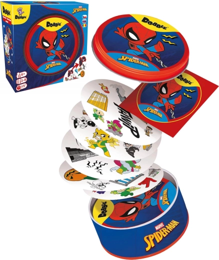 Asmodee Dobble Spider-Man – gioco da tavolo di osservazione in scatola di latta