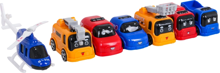 6 macchinine, elicottero e accessori stradali