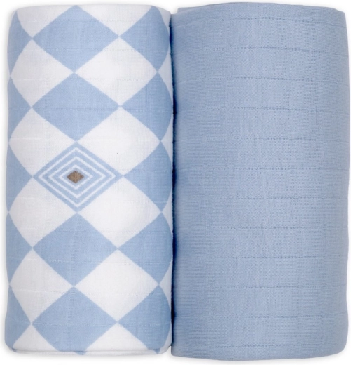 Lodger swaddler in cotone biologico 110 × 110 cm, blue fogg - 2 pezzi