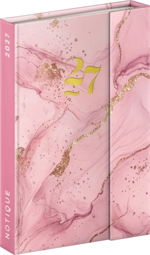 Agenda settimanale magnetica Notique marmo rosa 2027 11 × 16 cm