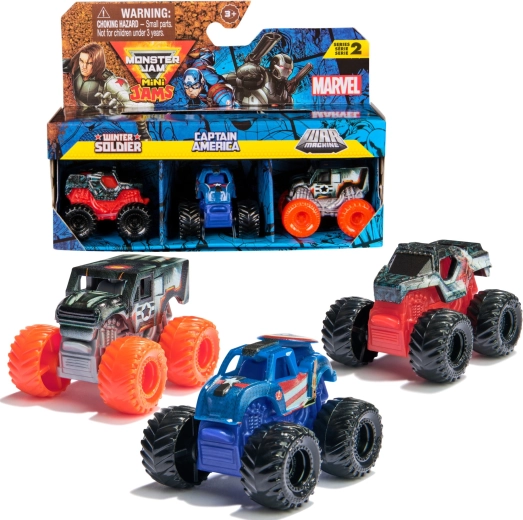 Monster Jam Mini Jams Marvel set di 3 automobiline in scala 1:87 - 3 pezzi