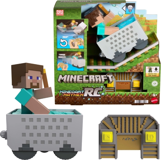 Carrello da miniera RC Minecraft con Steve