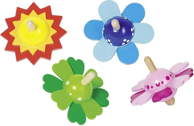 Trottola in legno con motivo di foglie di fiori
