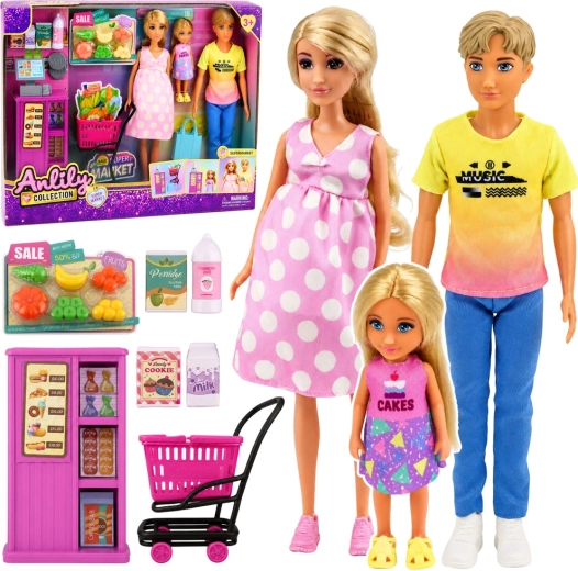 Anlily famiglia al supermercato – set di 3 bambole con accessori