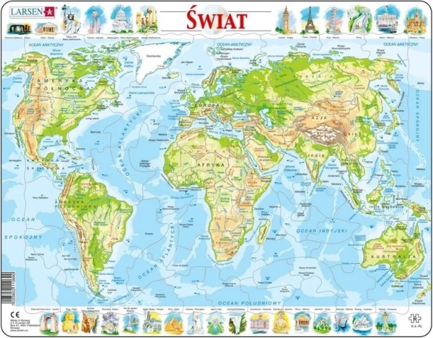 Mappa fisica del mondo Larsen
