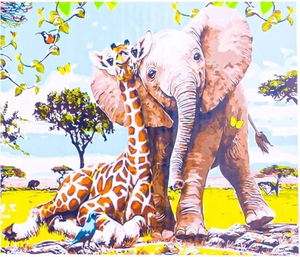 Norimpex pittura con numeri Elefante e giraffa 40 × 50 cm
