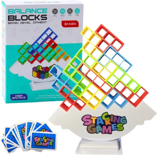Torre Tetris in equilibrio - gioco di abilità con 48 blocchi e 22 carte