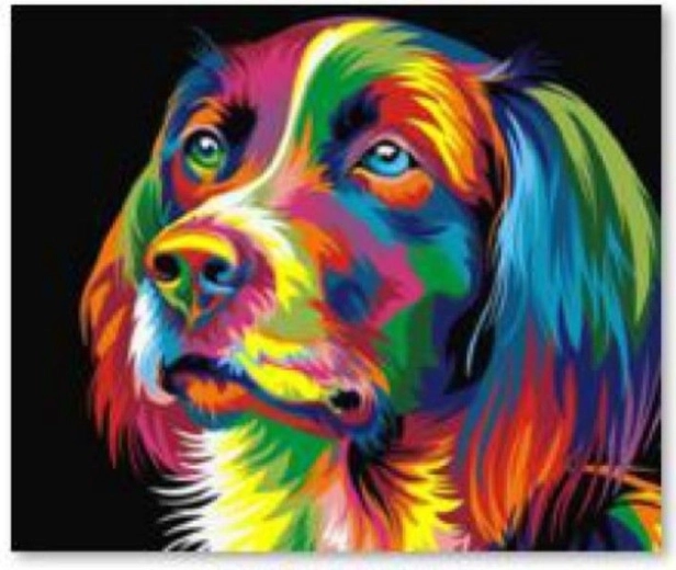 Pittura con diamanti – quadro Cane (colorato) 30 × 30 cm
