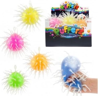 Pallina pelosa antistress in silicone con glitter 8 cm mix di colori