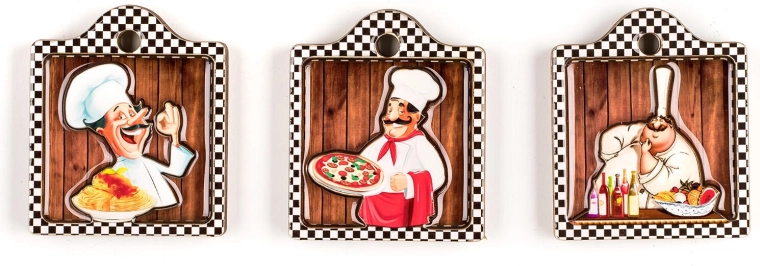 Magneti Chefs – set da 3 pezzi, mix di decorazioni
