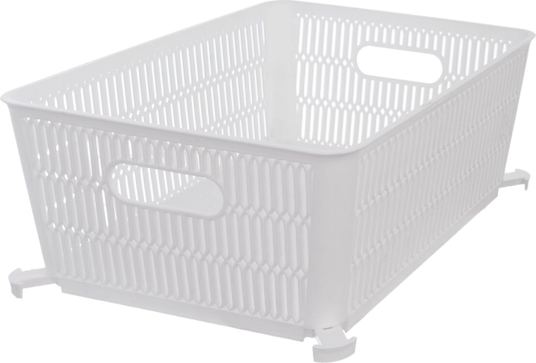 Cestino contenitore impilabile in plastica Nesta bianco 28,5 × 23 × 12 cm