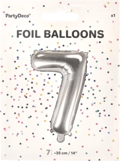 Palloncino in foil numero 7 argento 35 cm