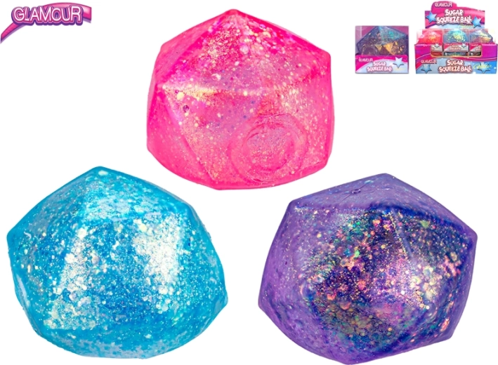 Pallina antistress scintillante a forma di diamante con slime - 1 pezzo