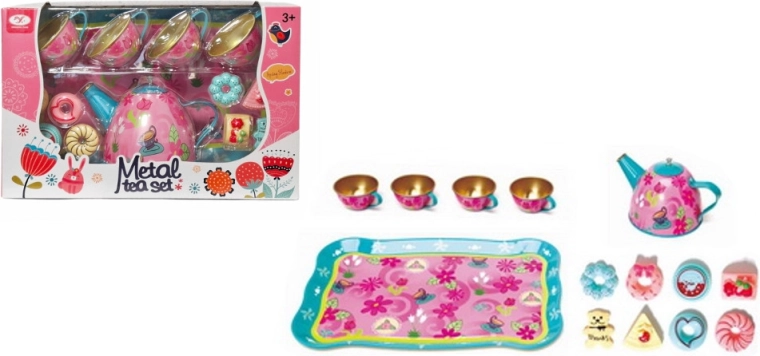 Set da cucina in metallo con motivo floreale