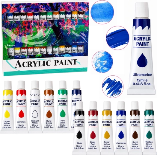 Set di colori acrilici 24 colori 12 ml