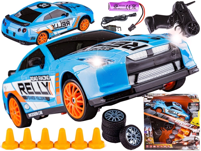 Auto RC da drifting Nissan GT-R 1:24 2,4 GHz 4WD blu - 1 pezzo