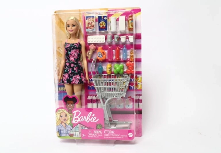Barbie bambola per la spesa con carrello e accessori