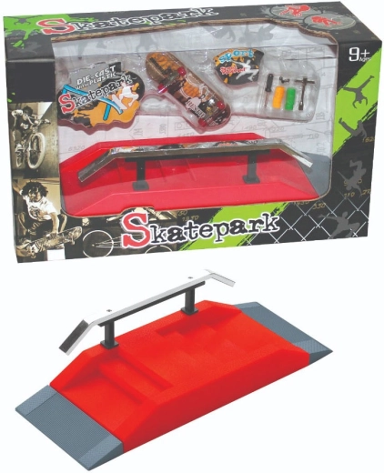 Set skatepark per fingerboard con corrimano in metallo