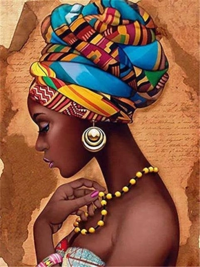 Norimpex pittura con diamanti Donna africana con turbante 30 × 40 cm