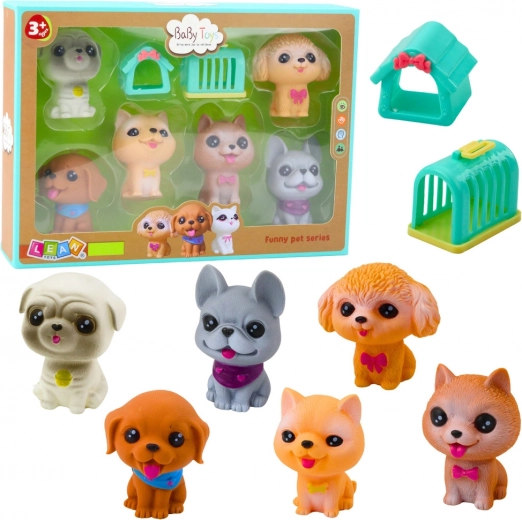 Figure di gomma di cagnolini con suono - set di 6 pezzi