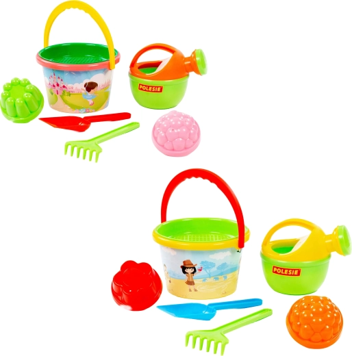 Set da spiaggia per bambini con secchiello e annaffiatoio – 7 pezzi