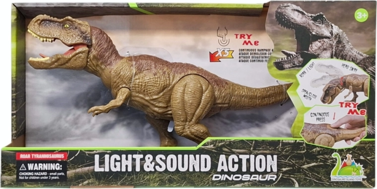 Dinosauro tyrannosaurus rex con effetto fumo, luci e suoni
