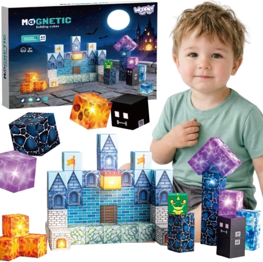 Woopie cubi magnetici da costruzione Castello Pixel 64 pezzi