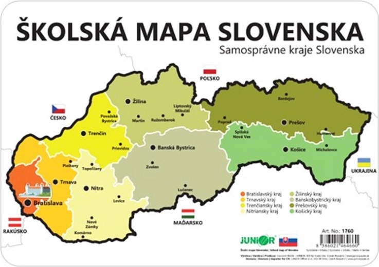 Mappa scolastica della Slovacchia – stencil delle regioni 26 × 18 cm