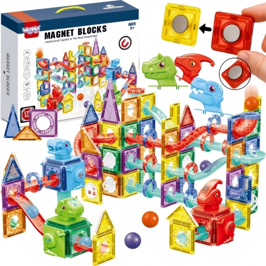 Woopie costruzioni magnetiche 3D – pista a biglie educativa 170 pezzi