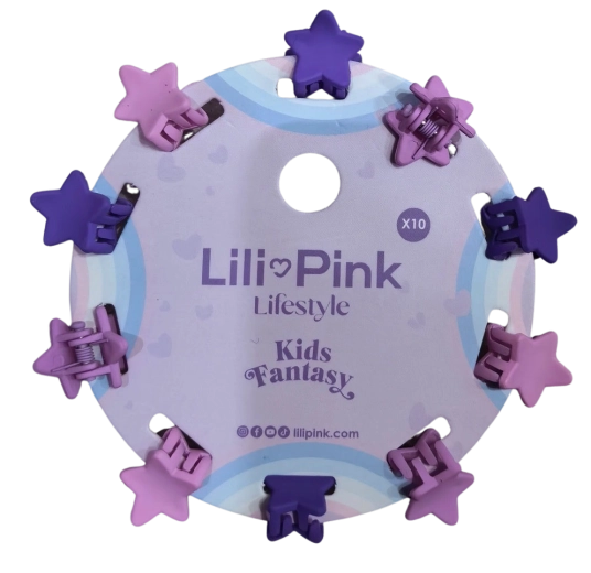 PINK set di mini mollette per capelli a forma di stellina viola e rosa (10 pz)