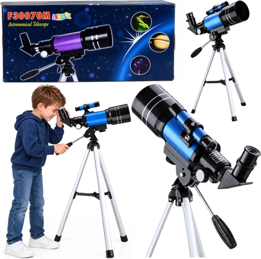 Telescopio astronomico rifrattore per bambini da 70 mm con treppiede e ingrandimento 150×