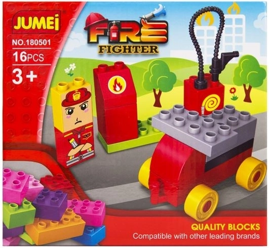 Costruzioni Jumei 3+ stazione dei pompieri 16 pezzi 20 × 19 cm - 1 pezzo