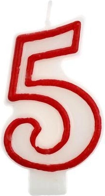 Candela per torta numero 5 con bordo rosso GODAN