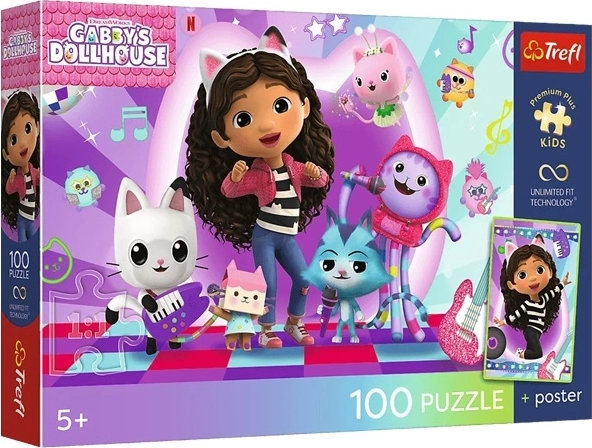 Puzzle premium pro per bambini La Casa delle Bambole di Gabby: Mondo dei gatti colorato 100 pezzi