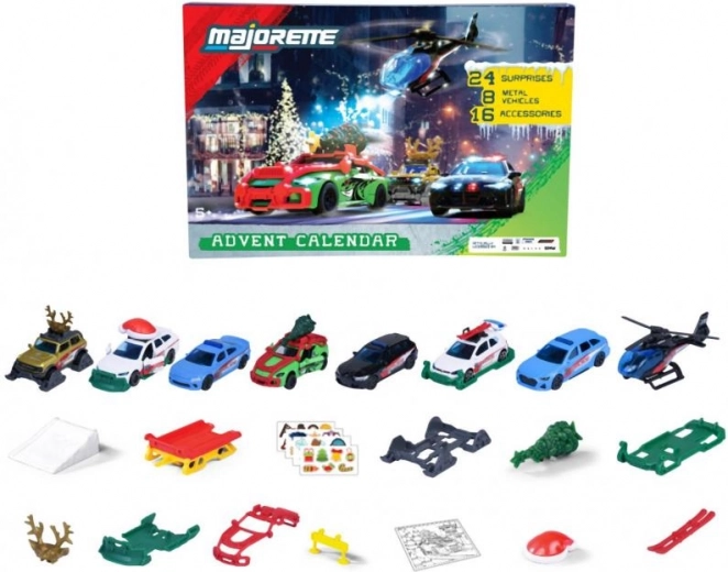 calendario dell’Avvento con macchinine in metallo e accessori (24 sorprese)