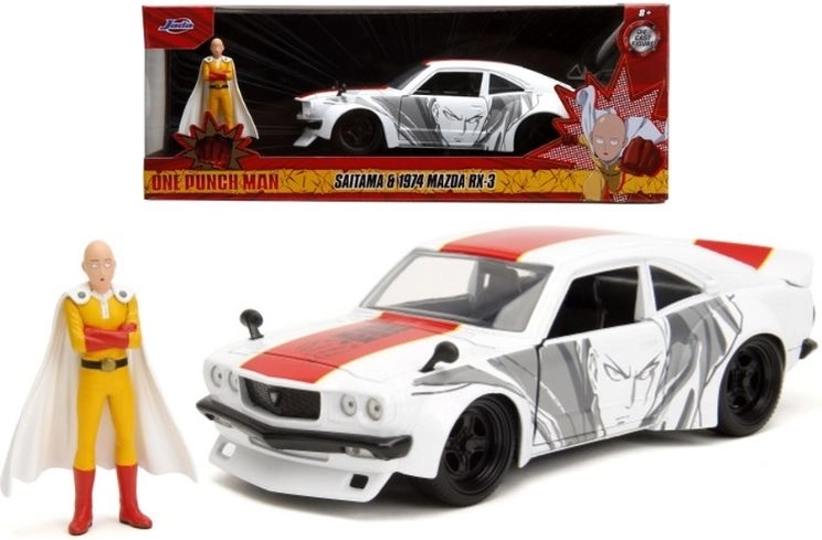 Jada One-Punch Man Mazda RX-3 1974 1:24 con statuetta di Saitama
