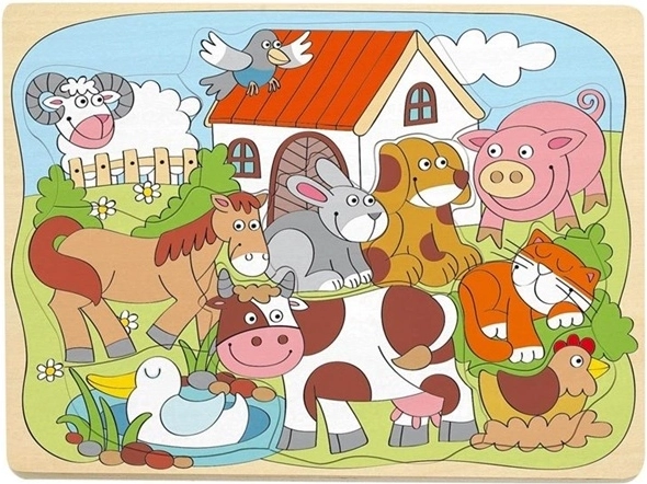 Woodyland puzzle in legno a incastro con allegri animali domestici