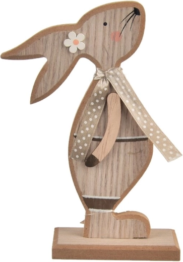Decorazione in legno con coniglio Kiss grigio-marrone 16 cm