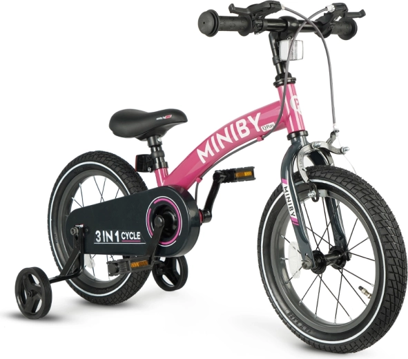 Qplay Miniby 3 in 1 bici per bambini 14" rosa
