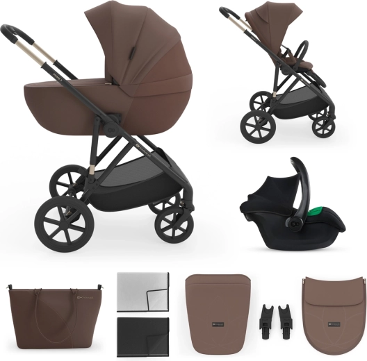Passeggino combinato 3 in 1 Kinderkraft Prime 3 velvet mocca