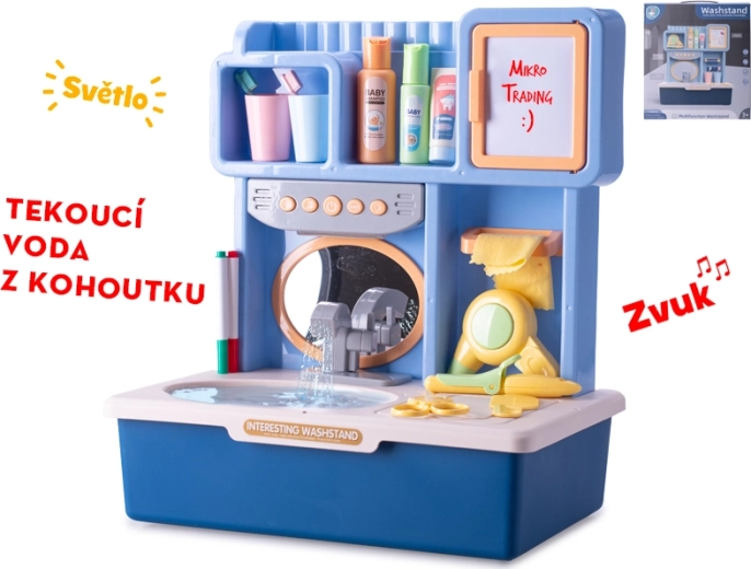 Lavandino interattivo per bambini con acqua corrente – blu